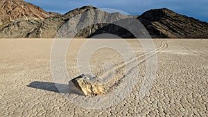 Sliding Stones On Dry Lake in Racetrack playa