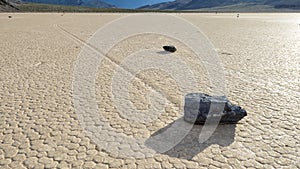 Sliding Stones On Dry Lake in Racetrack playa