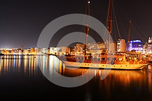 The Hera cruises yacht and night view on Sliema
