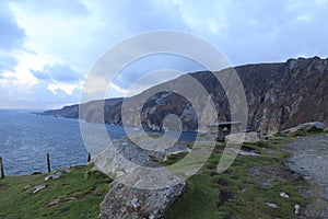 Slieve League cloudy evening view - Northern Ireland travel - Atlantic ocean - Irish tours