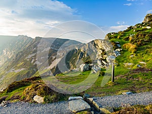 Slieve League, Irelands highest sea cliffs, located in south west Donegal along this magnificent costal driving route. One of the