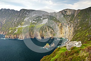 Slieve League, Irelands highest sea cliffs, located in south west Donegal along this magnificent costal driving route. One of the