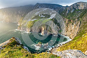 Slieve League, Irelands highest sea cliffs, located in south west Donegal along this magnificent costal driving route. One of the