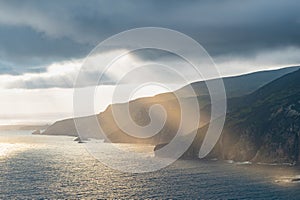 Slieve League, Irelands highest sea cliffs, located in south west Donegal along this magnificent costal driving route. One of the