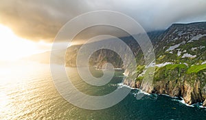 Slieve League, Irelands highest sea cliffs, located in south west Donegal along this magnificent costal driving route. One of the