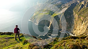 Slieve League, Irelands highest sea cliffs, located in south west Donegal along this magnificent costal driving route. Wild
