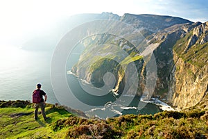 Slieve League, Irelands highest sea cliffs, located in south west Donegal along this magnificent costal driving route. Wild