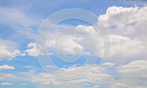 Slightly Cumulus clouds on the blue sky showing white soft texture pattern.