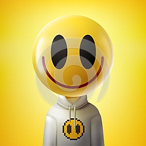 Slightly smiling face emoji design. Funny cartoon-styled emoticon character. New NFT collection