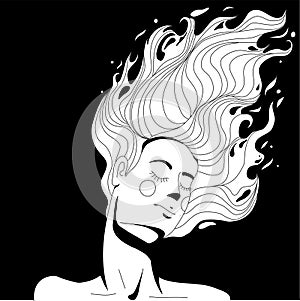 Slim beautiful girl with fire-hair