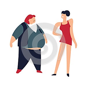 Slim and fat women thin lady humiliating person