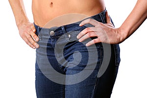 Slim female in jeans