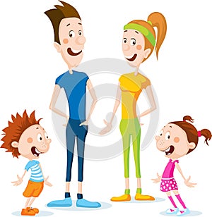 Slim health family cartoon flat design illustration - vector