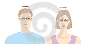 Slim Rimless frame glasses on women and men flat character fashion accessory illustration. Sunglass front view