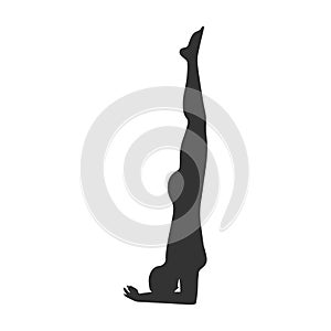 Slim sportive young woman doing yoga fitness exercises. Healthy lifestyle. Vector silhouette illustrations design