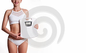 Slim and sporty female body, successful weight loss