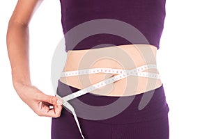 Slim waist beauty women with a tape measure