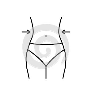 Slim waist body, line icon. Loss weight, control losing fat. Measure waistline sign. Vector