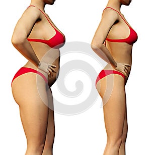 Slim woman before and after