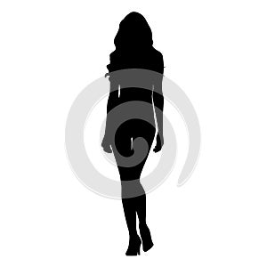 Slim woman catwalk vector silhouette