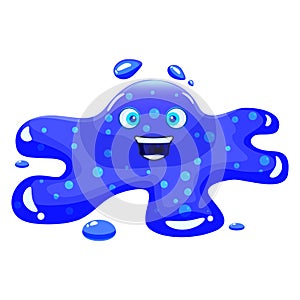Slime jelli monster character, liquid blue creature. Funny cute cartoon vector illustration
