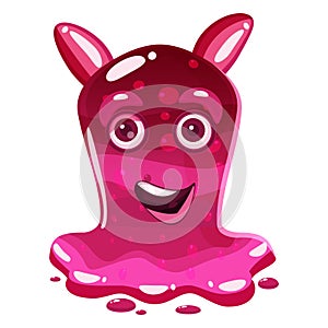 Slime jelli monster character, liquid red creature. Funny cute cartoon vector illustration