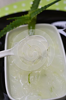 Aloe vera leaf juice details photo