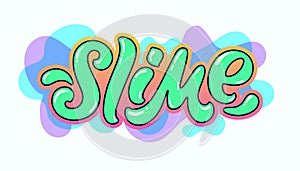 Slime word design on liquid background