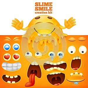 Slime yellow smiley face creative set