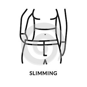 Slimming flat line icon. Vector illustration drastic weight loss person. Diabetes symptom