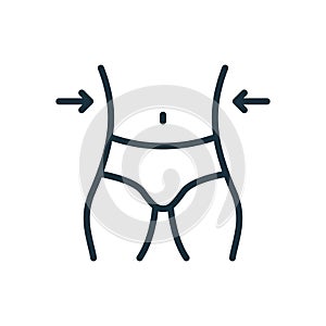 Slimming Waist. Man Loss Weight Line Icon. Shape Waistline Control Outline Icon. Male Body Slimming Linear Pictogram