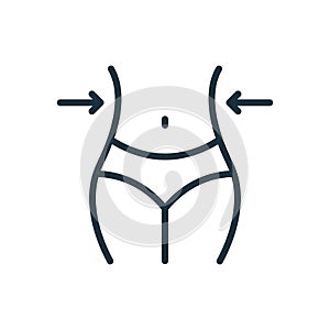 Slimming Waist. Woman Loss Weight Line Icon. Shape Waistline Control Outline Icon. Female Body Slimming Linear Pictogram