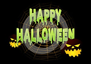 Slimy Happy Halloween text with Halloween decoration