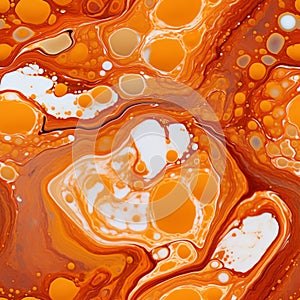 Slimy Marble: Orange And White Marbled Background With Colorful Biomorphic Forms