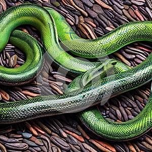 A slimy and wriggly texture with writhing snakes and worms2, Generative AI photo