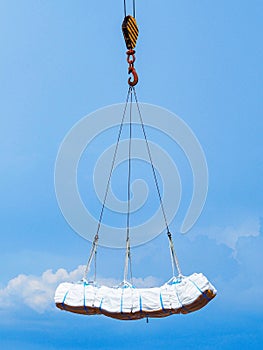 Sling hook lift cargo in jumbo bag loading to vessel