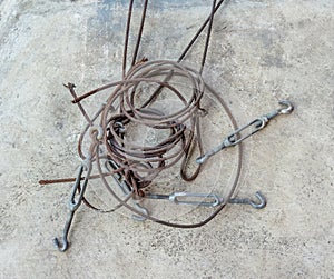 Sling loop and hook on ground