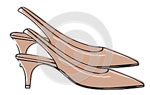 Slingback shoes on kitten heel, women footwear