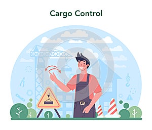 Slinger concept. Professional workers of constructing industry slinging photo
