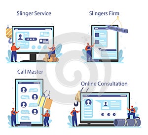 Slinger online service or platform set. Professional workers photo