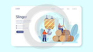 Slinger web banner or landing page. Professional workers photo