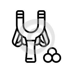 slingshot toy line icon vector illustration