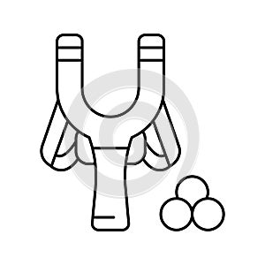 slingshot toy line icon vector illustration