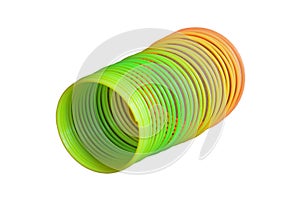 Slinky Spring Toy Colorful Plastic Folding Rainbow Circle isolated on a white background