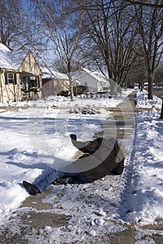 Slip, Fall on Icy Sidewalk, Home Accident photo