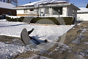 Slip, Fall on Icy Sidewalk, Home Accident photo