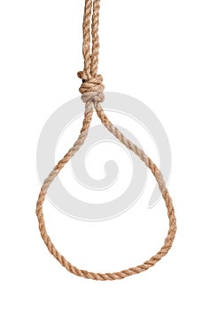 slip noose with scaffold knot tied on jute rope