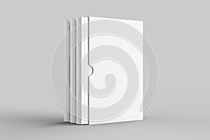 Slipcase book mock up isolated on soft gray background. 3D illus