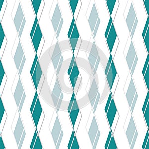 Slipped Argyle, rows of blue green triangles slightly off register, playful fun play on traditional argyle style, vector