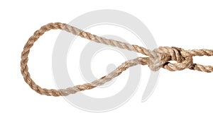 slipped figure-eight loop noose tied on jute rope